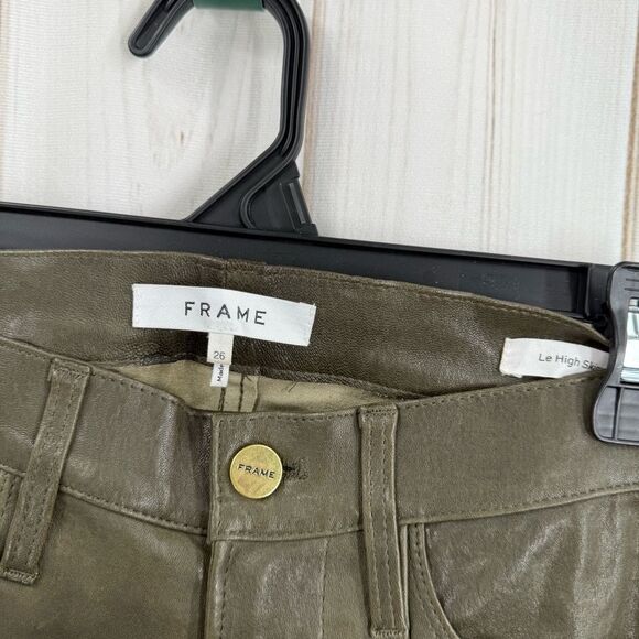 Frame Women’s 26 Green 100% Lamb Leather Pants - Picture 2 of 7